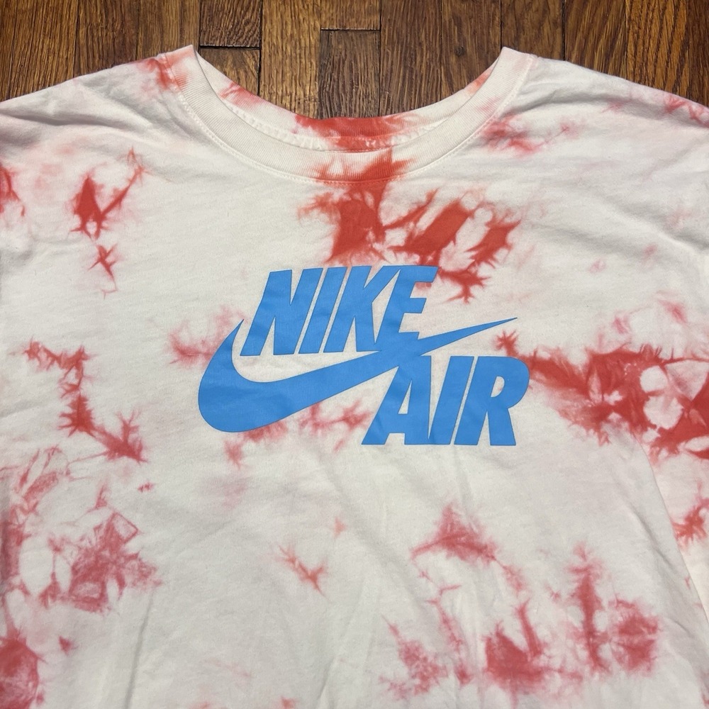 Nike Air Shirt Mens Large Red White Tie Dye Graphic Tee The Nike Tee Blue Logo - Picture 3 of 10